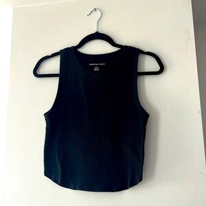 Black cropped fitted tank top American Eagle